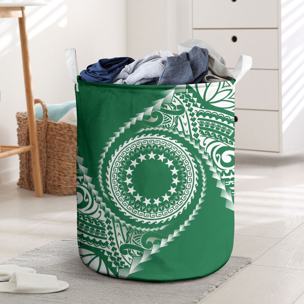 Cook Islands Gospel Day Laundry Basket Green Tribal Curves LT05 Green - Polynesian Pride