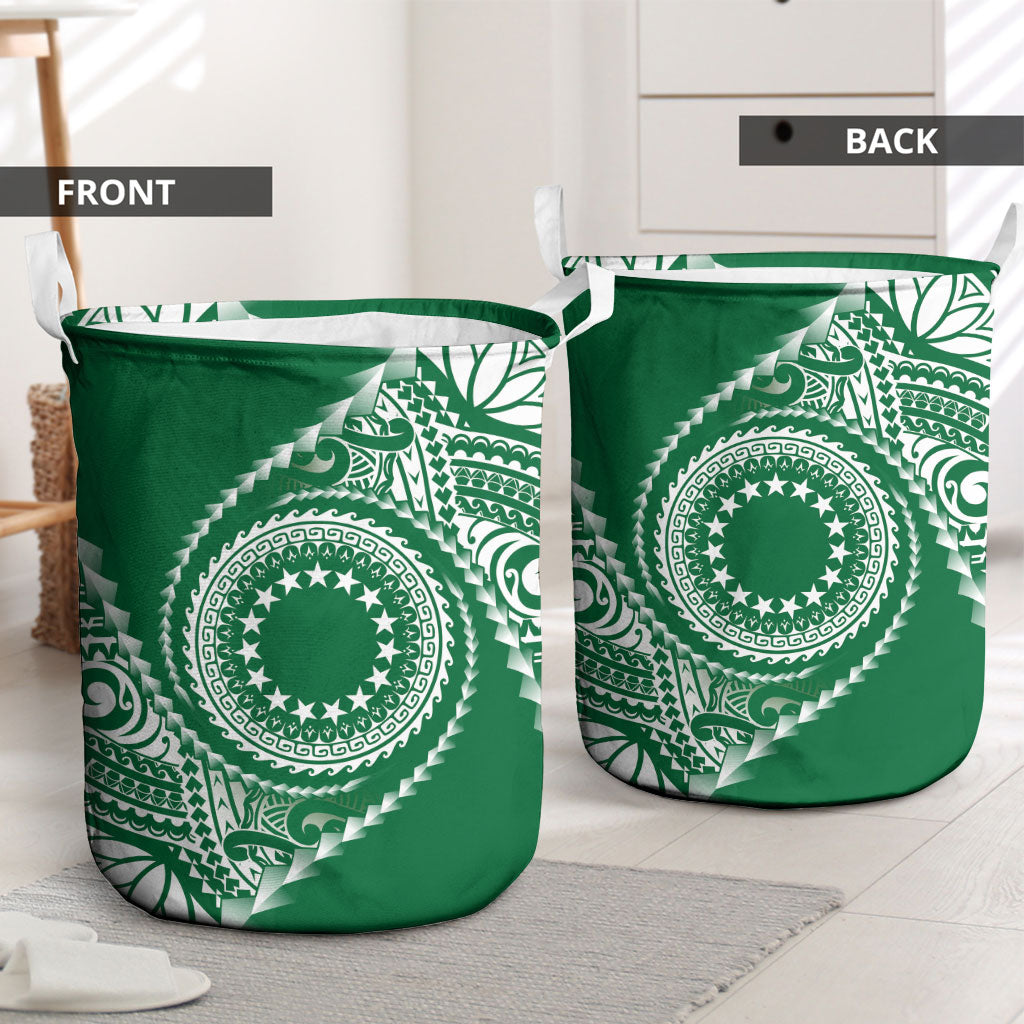 Cook Islands Gospel Day Laundry Basket Green Tribal Curves LT05 - Polynesian Pride