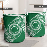 Cook Islands Gospel Day Laundry Basket Green Tribal Curves LT05 - Polynesian Pride
