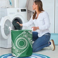 Cook Islands Gospel Day Laundry Basket Green Tribal Curves LT05 - Polynesian Pride
