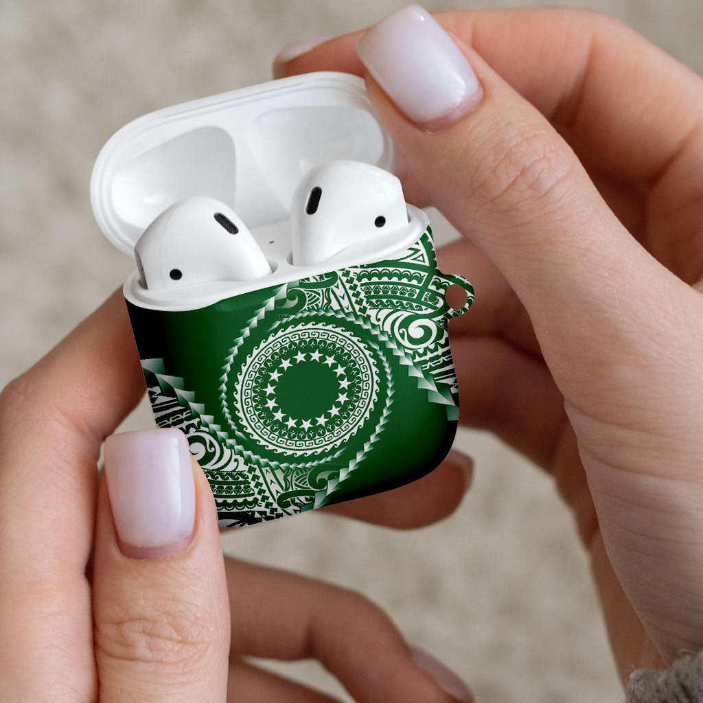 Cook Islands Gospel Day AirPods Case Green Tribal Curves LT05 - Polynesian Pride