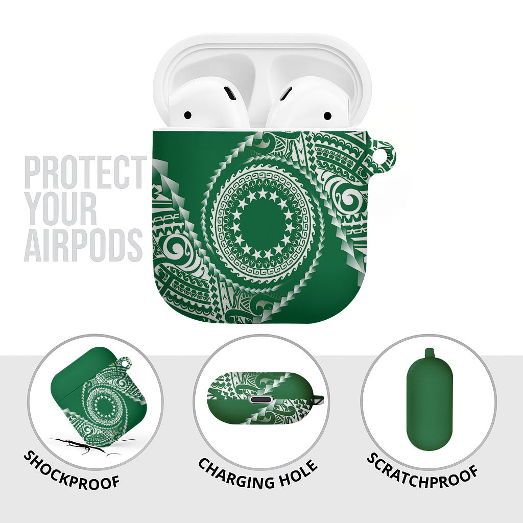 Cook Islands Gospel Day AirPods Case Green Tribal Curves LT05 - Polynesian Pride