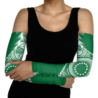 Cook Islands Gospel Day Arm Sleeves Green Tribal Curves LT05 - Polynesian Pride