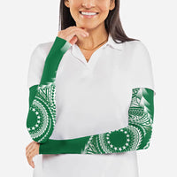 Cook Islands Gospel Day Arm Sleeves Green Tribal Curves LT05 - Polynesian Pride