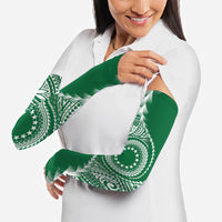 Cook Islands Gospel Day Arm Sleeves Green Tribal Curves LT05 - Polynesian Pride