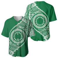 Cook Islands Gospel Day Baseball Jersey Green Tribal Curves LT05 - Polynesian Pride