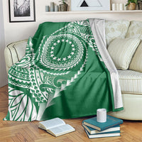 Cook Islands Gospel Day Blanket Green Tribal Curves LT05 Green - Polynesian Pride