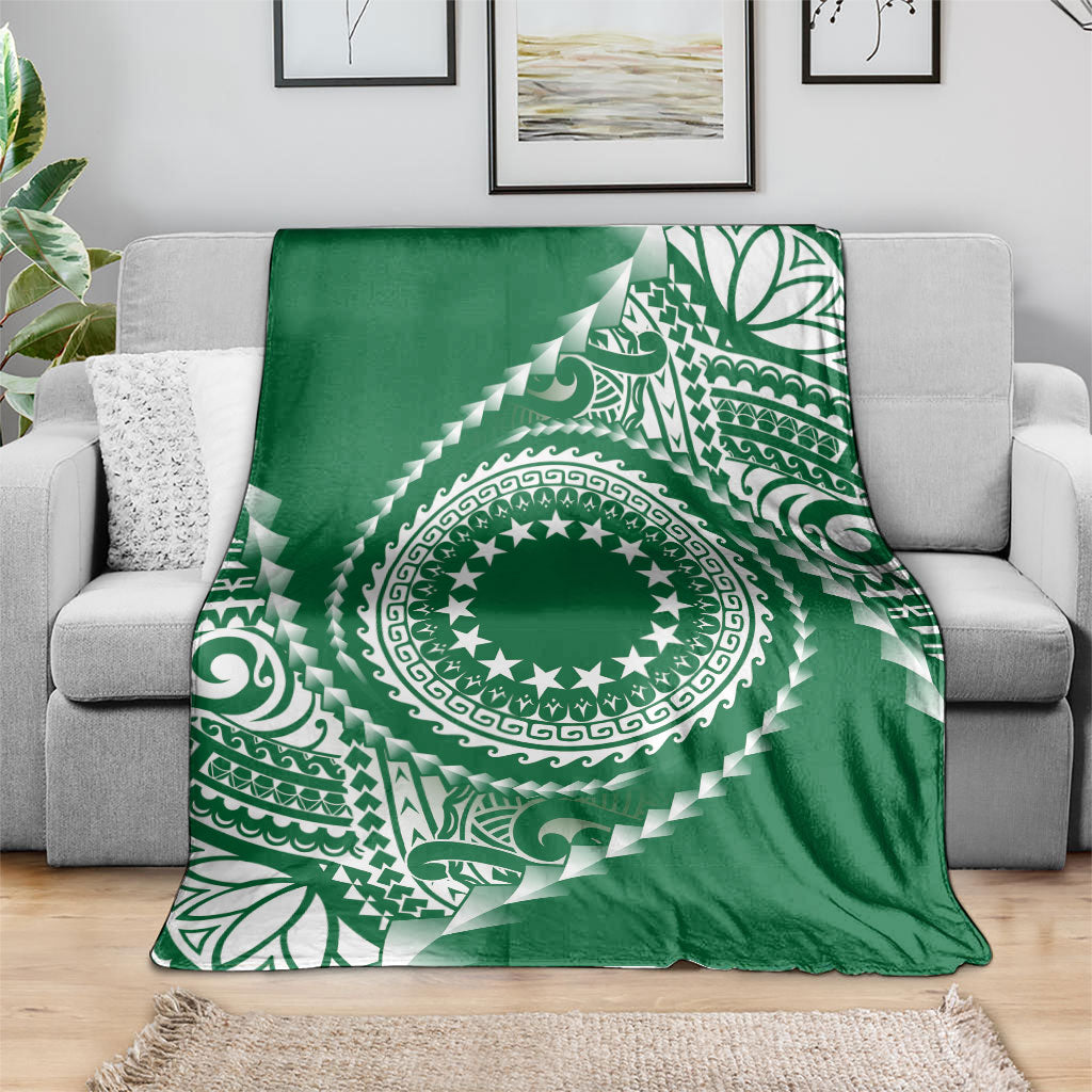 Cook Islands Gospel Day Blanket Green Tribal Curves LT05 - Polynesian Pride
