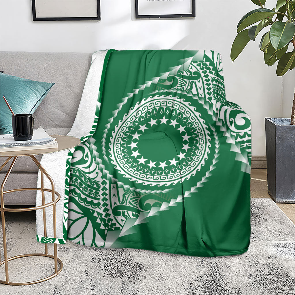 Cook Islands Gospel Day Blanket Green Tribal Curves LT05 - Polynesian Pride