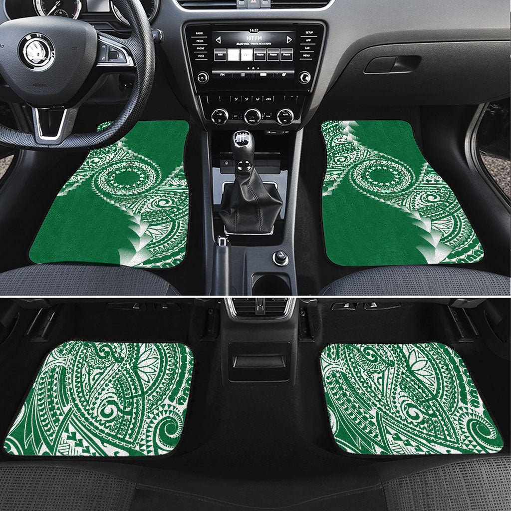 Cook Islands Gospel Day Car Mats Green Tribal Curves LT05 Set 4pcs Green - Polynesian Pride