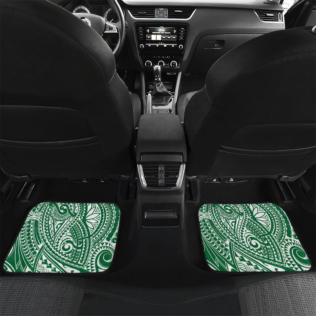 Cook Islands Gospel Day Car Mats Green Tribal Curves LT05 Set 2pcs - Back Green - Polynesian Pride