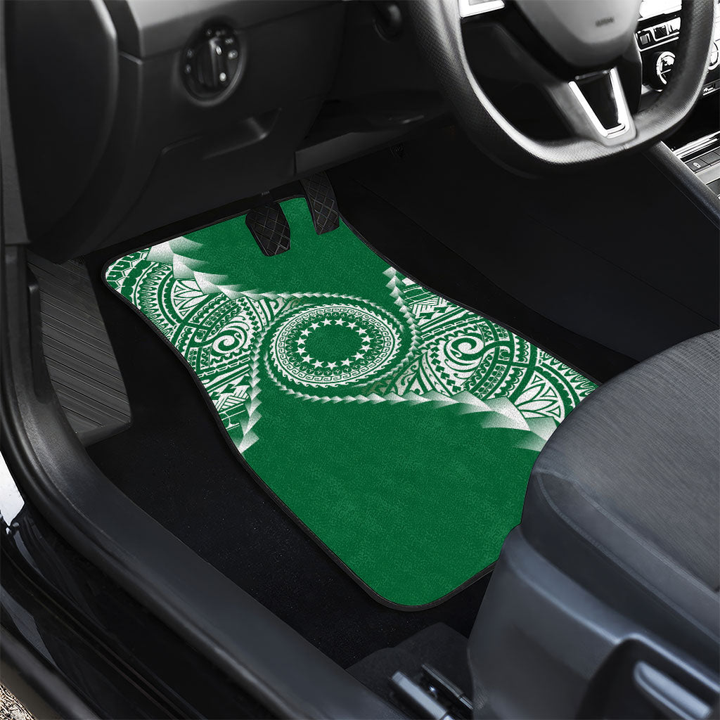 Cook Islands Gospel Day Car Mats Green Tribal Curves LT05 - Polynesian Pride
