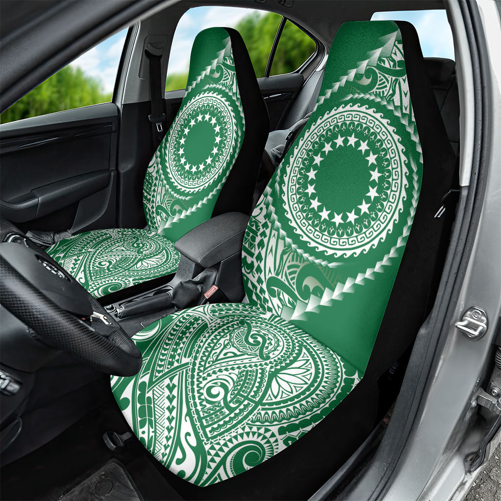Cook Islands Gospel Day Car Seat Cover Green Tribal Curves LT05 - Polynesian Pride