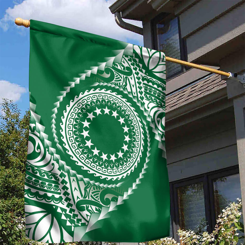 Cook Islands Gospel Day Garden Flag Green Tribal Curves LT05 - Polynesian Pride