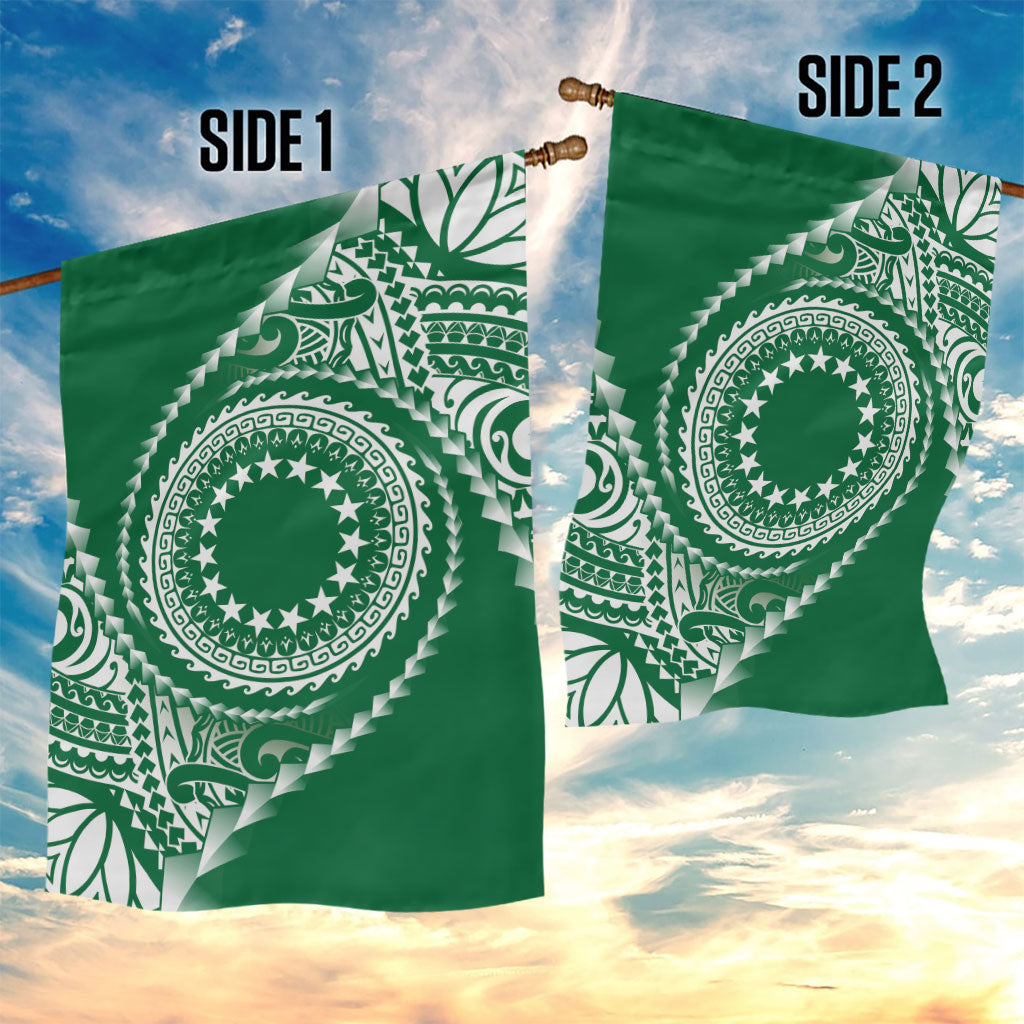 Cook Islands Gospel Day Garden Flag Green Tribal Curves LT05 - Polynesian Pride