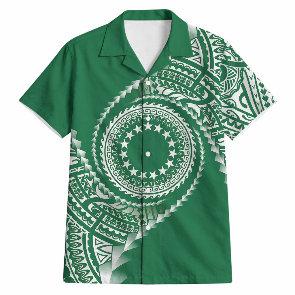 Cook Islands Gospel Day Hawaiian Shirt Green Tribal Curves LT05 Green - Polynesian Pride