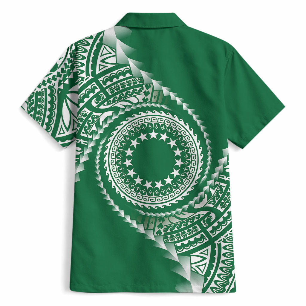 Cook Islands Gospel Day Hawaiian Shirt Green Tribal Curves LT05 - Polynesian Pride