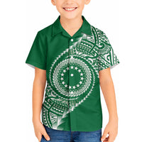 Cook Islands Gospel Day Hawaiian Shirt Green Tribal Curves LT05 - Polynesian Pride