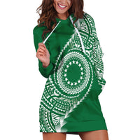 Cook Islands Gospel Day Hoodie Dress Green Tribal Curves LT05 Green - Polynesian Pride