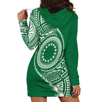 Cook Islands Gospel Day Hoodie Dress Green Tribal Curves LT05 - Polynesian Pride