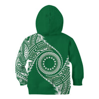 Cook Islands Gospel Day Kid Hoodie Green Tribal Curves LT05 - Polynesian Pride