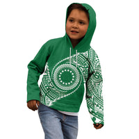 Cook Islands Gospel Day Kid Hoodie Green Tribal Curves LT05 - Polynesian Pride