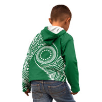Cook Islands Gospel Day Kid Hoodie Green Tribal Curves LT05 - Polynesian Pride