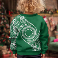 Cook Islands Gospel Day Kid Ugly Christmas Sweater Green Tribal Curves LT05 - Polynesian Pride