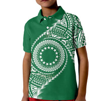 Cook Islands Gospel Day Kid Polo Shirt Green Tribal Curves LT05 Kid Green - Polynesian Pride