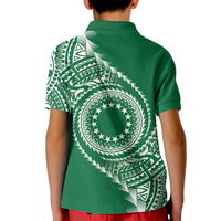 Cook Islands Gospel Day Kid Polo Shirt Green Tribal Curves LT05 - Polynesian Pride