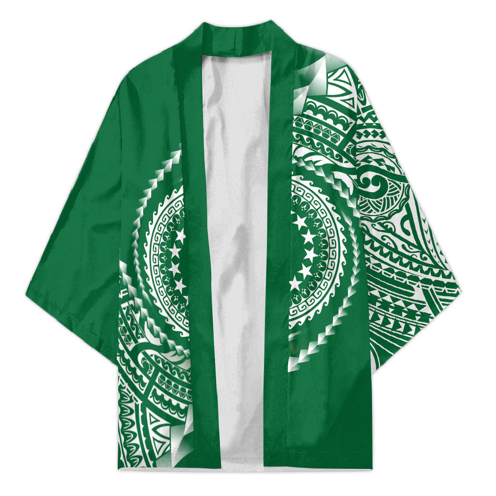 Cook Islands Gospel Day Kimono Green Tribal Curves