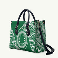 Cook Islands Gospel Day Leather Bag Green Tribal Curves LT05 Green - Polynesian Pride