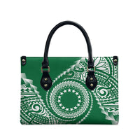 Cook Islands Gospel Day Leather Bag Green Tribal Curves LT05 - Polynesian Pride