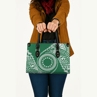 Cook Islands Gospel Day Leather Bag Green Tribal Curves LT05 - Polynesian Pride