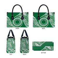 Cook Islands Gospel Day Leather Bag Green Tribal Curves LT05 - Polynesian Pride
