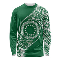 Cook Islands Gospel Day Long Sleeve Shirt Green Tribal Curves LT05 Unisex Green - Polynesian Pride