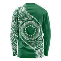 Cook Islands Gospel Day Long Sleeve Shirt Green Tribal Curves LT05 - Polynesian Pride