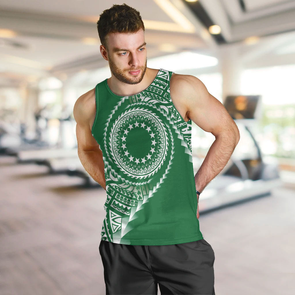 Cook Islands Gospel Day Men Tank Top Green Tribal Curves LT05 Green - Polynesian Pride