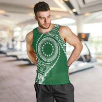 Cook Islands Gospel Day Men Tank Top Green Tribal Curves LT05 Green - Polynesian Pride