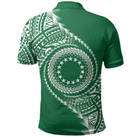 Cook Islands Gospel Day Polo Shirt Green Tribal Curves LT05 - Polynesian Pride