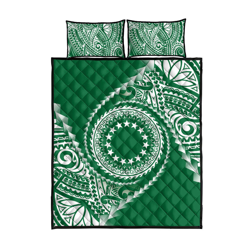 Cook Islands Gospel Day Quilt Bed Set Green Tribal Curves LT05 - Polynesian Pride