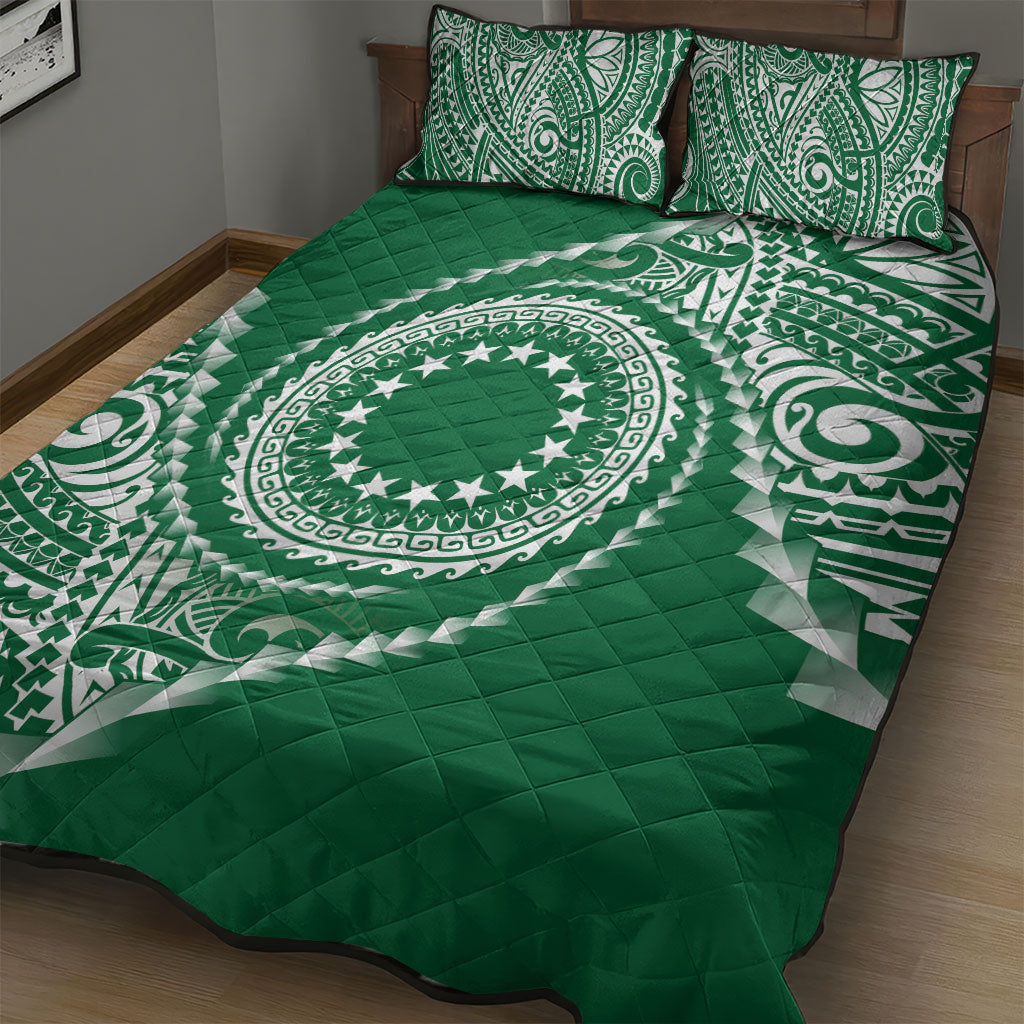 Cook Islands Gospel Day Quilt Bed Set Green Tribal Curves LT05 - Polynesian Pride