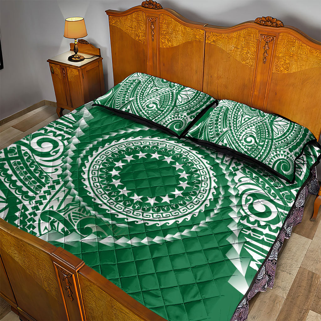 Cook Islands Gospel Day Quilt Bed Set Green Tribal Curves LT05 - Polynesian Pride