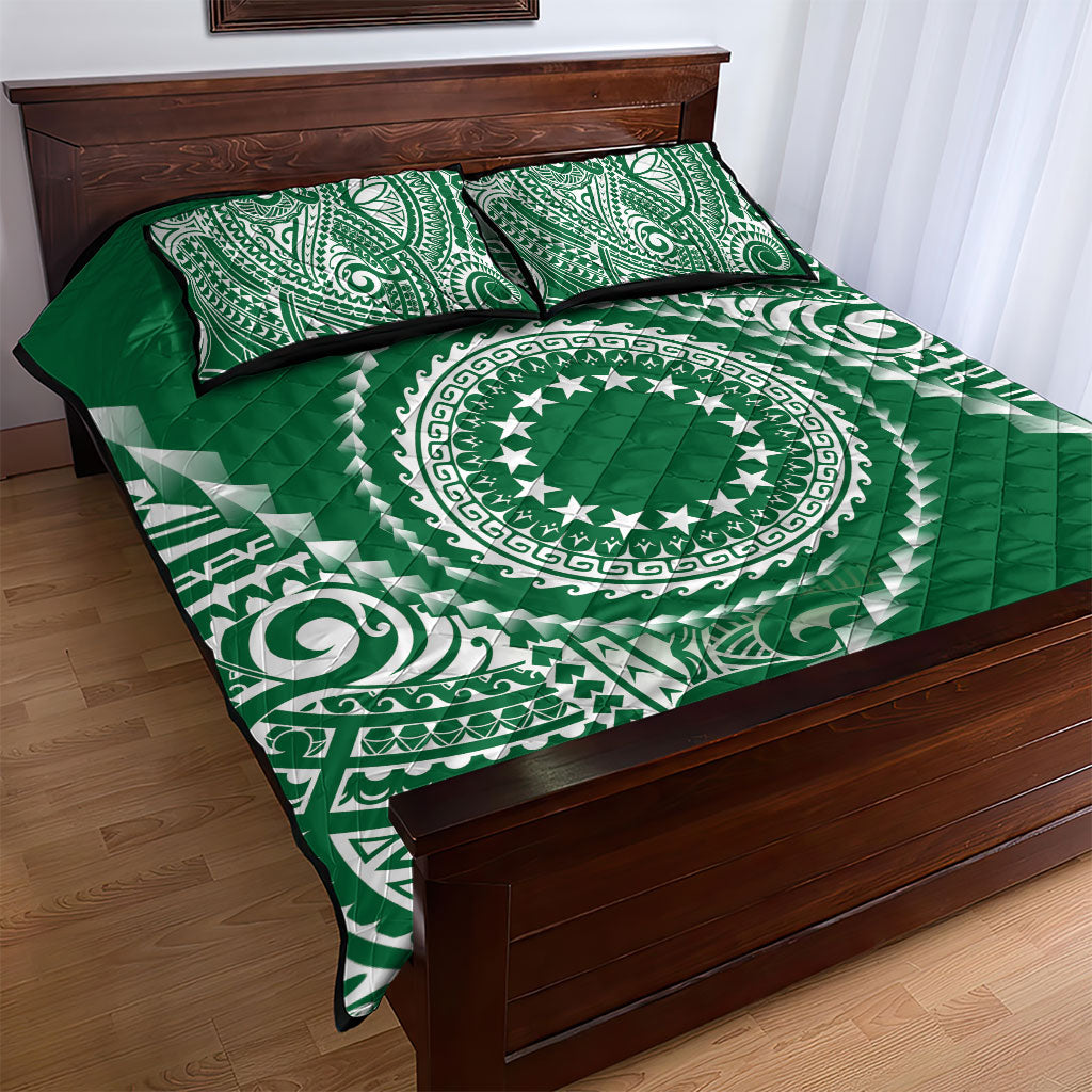 Cook Islands Gospel Day Quilt Bed Set Green Tribal Curves LT05 - Polynesian Pride