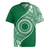 Cook Islands Gospel Day Rugby Jersey Green Tribal Curves LT05 Green - Polynesian Pride