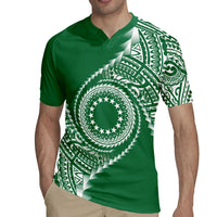 Cook Islands Gospel Day Rugby Jersey Green Tribal Curves LT05 - Polynesian Pride