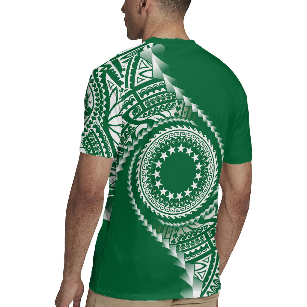 Cook Islands Gospel Day Rugby Jersey Green Tribal Curves LT05 - Polynesian Pride