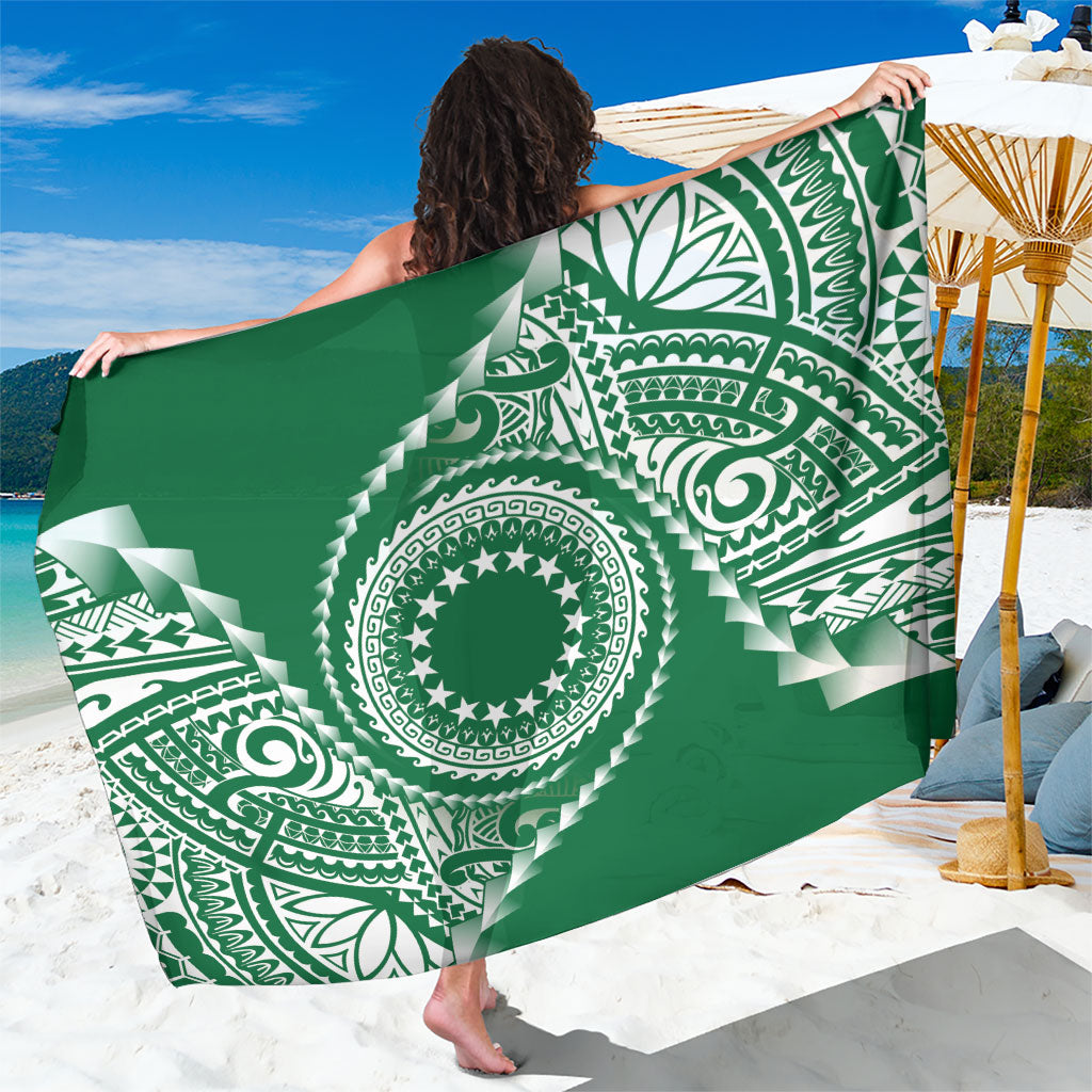 Cook Islands Gospel Day Sarong Green Tribal Curves LT05 One Size 44 x 66 inches Green - Polynesian Pride