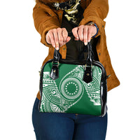 Cook Islands Gospel Day Shoulder Handbag Green Tribal Curves LT05 One Size Green - Polynesian Pride
