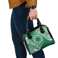 Cook Islands Gospel Day Shoulder Handbag Green Tribal Curves LT05 - Polynesian Pride